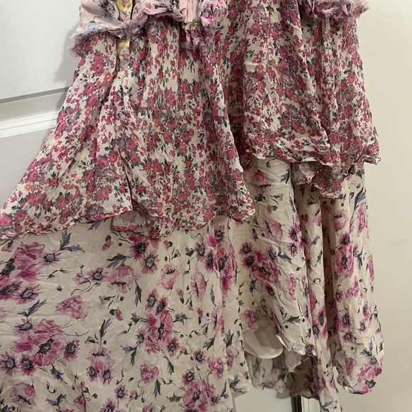 LoveShackFancy Pink Floral Silk Marceline Dress Size 4 US $375 - Picture 11 of 12